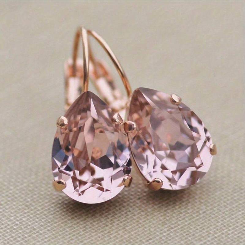 Vintage Pink Glass Drop Earrings-Lydieannejewelry