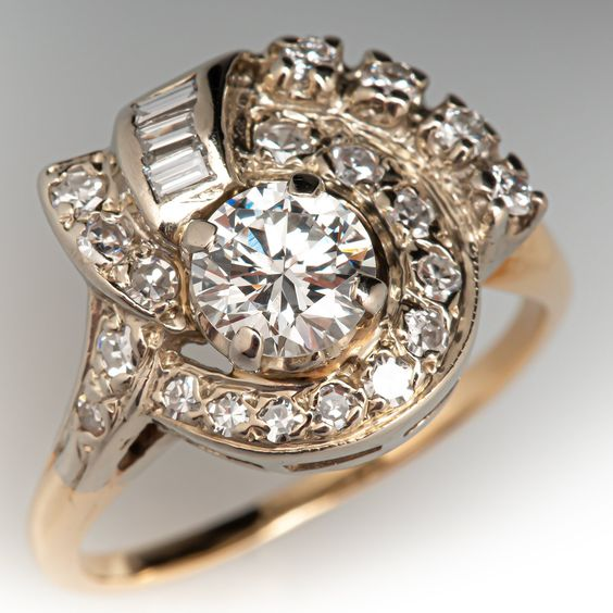 Vintage Bright Zirconia Spiral Ring-Lydieannejewelry