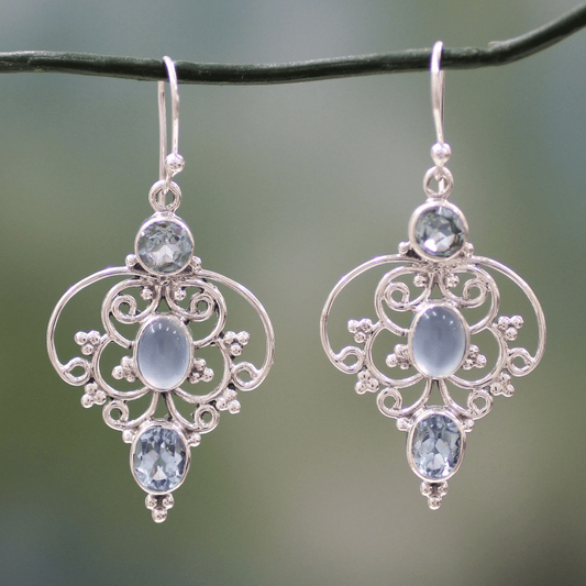 Vintage Moonstone Mandala Crystal Earrings-Lydieannejewelry