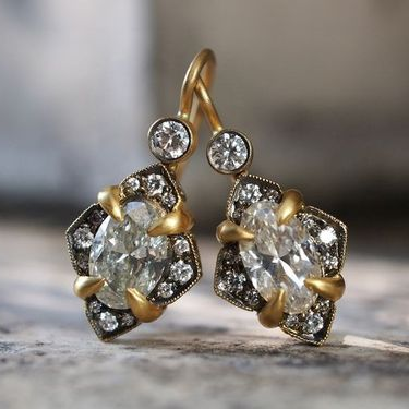 Vintage Crystal Gold Earrings-Lydieannejewelry