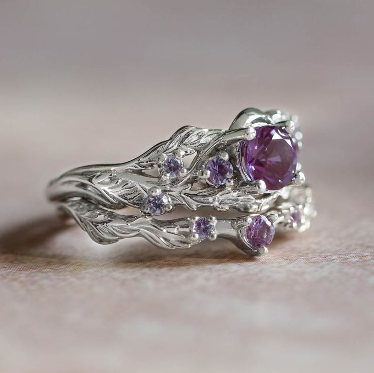 Vintage Purple Stone Silver Ring-Lydieannejewelry