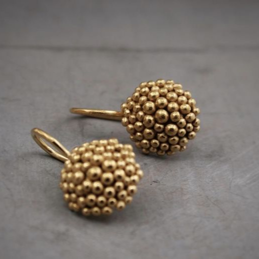 Vintage Golden Pearl Rounded Earrings-Lydieannejewelry