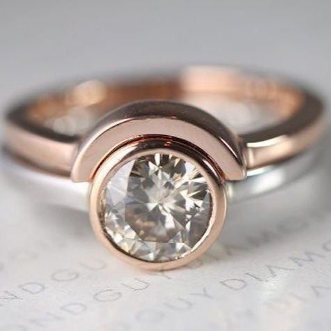 Vintage Rose & Silver Zirconia Ring-Lydieannejewelry