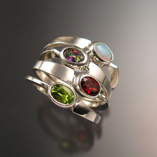 Vintage Colorful Crystals Silvered Ring-Lydieannejewelry