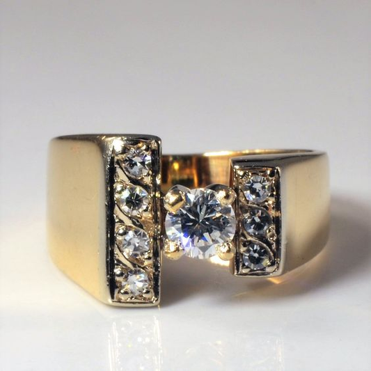 Vintage Open Zirconia Golden Ring-Lydieannejewelry