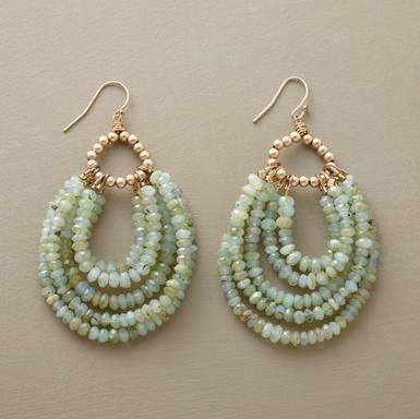 Vintage Green Beads Earrings-Lydieannejewelry