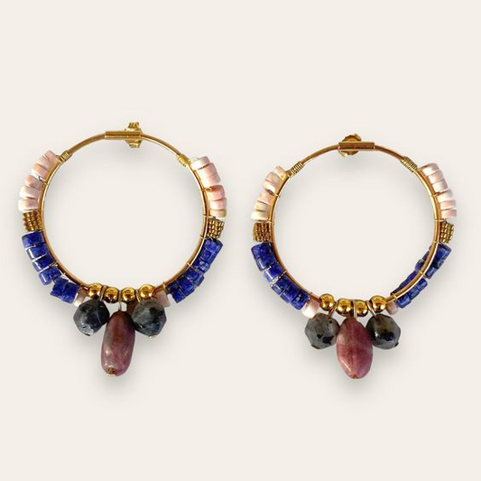 Vintage Colorful Hoop Earrings-Lydieannejewelry