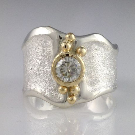 Vintage Silver & Gold Zirconia Ring-Lydieannejewelry