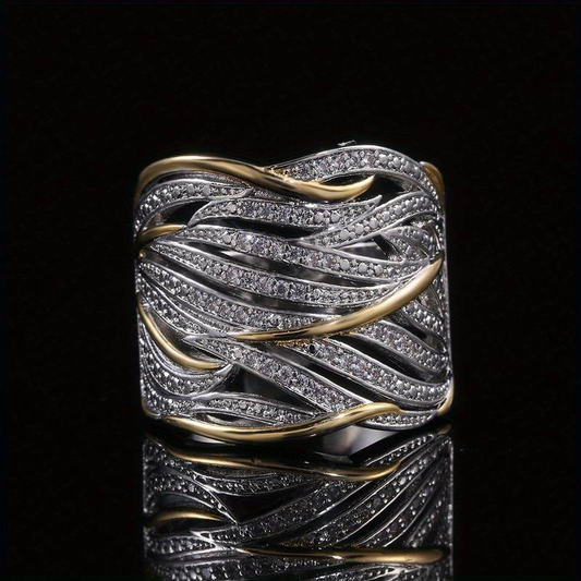 Vintage Braided Spiral Gold & Silver Ring-Lydieannejewelry