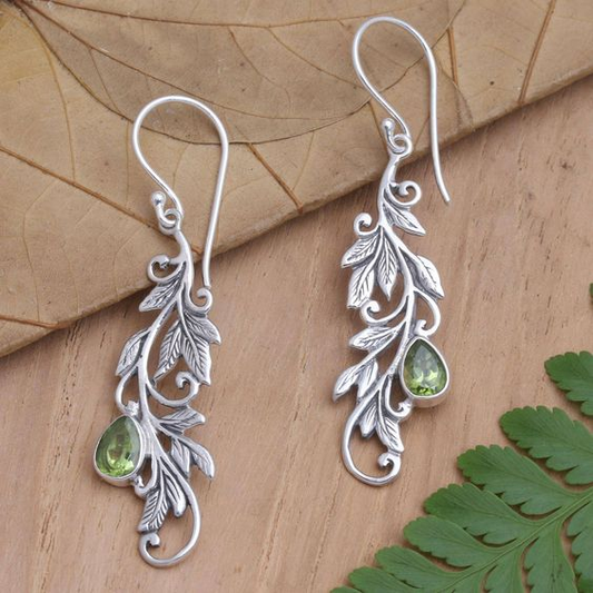 Vintage Dangling Leaf Crystal Earrings-Lydieannejewelry