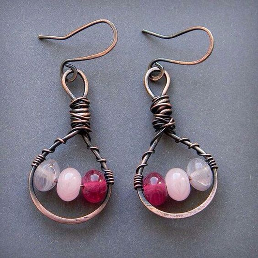 Vintage Colored Stones Drop Earrings-Lydieannejewelry