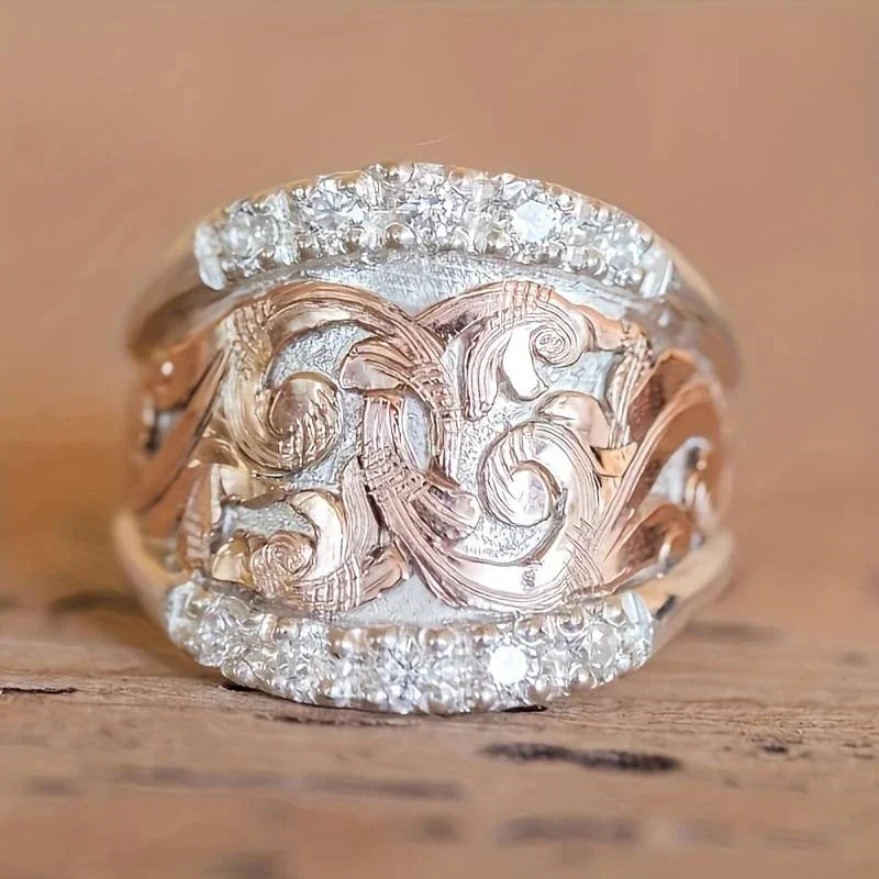 Vintage Silver & Rose Ring-Lydieannejewelry