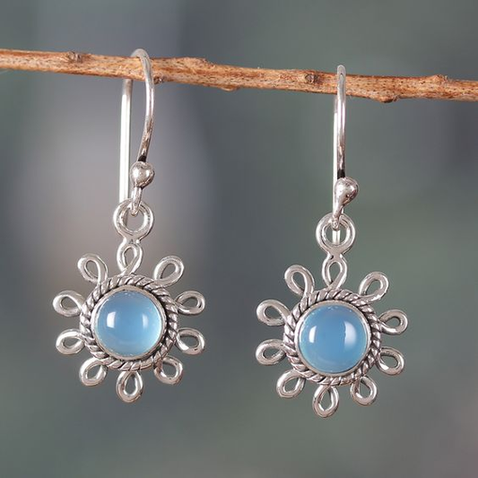 Vintage Stone Flower Earrings-Lydieannejewelry