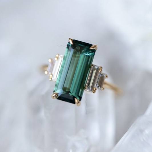 Vintage Turquoise Cubic Glass Ring-Lydieannejewelry