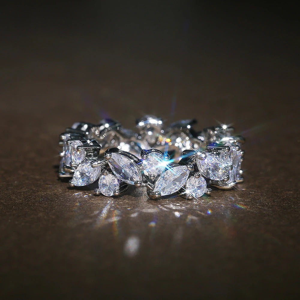 Vintage Marquise & Round Diamond Eternity Ring-Lydieannejewelry