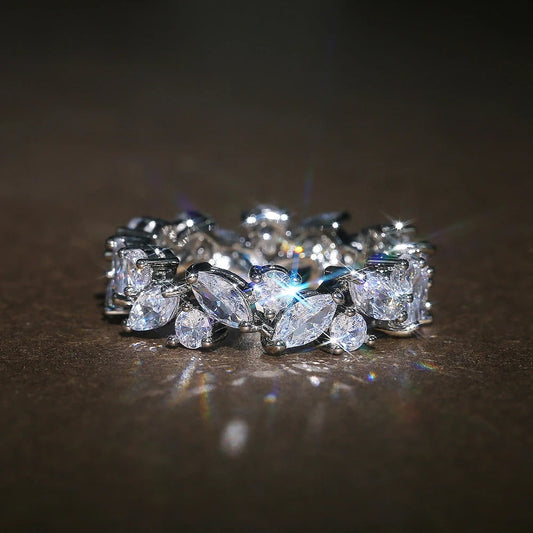 Vintage Marquise & Round Diamond Eternity Ring-Lydieannejewelry