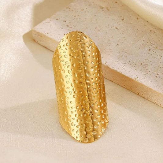 Stunning Gold Hammered Surface Adjustable Ring-Lydieannejewelry
