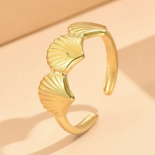 Vintage Gold Leaf Trio Open Ring-Lydieannejewelry