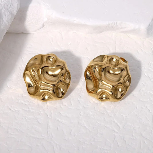 Vintage Abstract Gold Fluid Design Earrings-Lydieannejewelry
