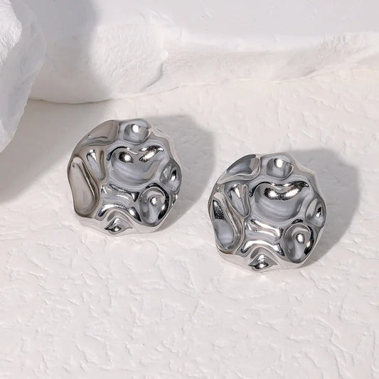 Abstract Wavy Texture Silver Earrings-Lydieannejewelry