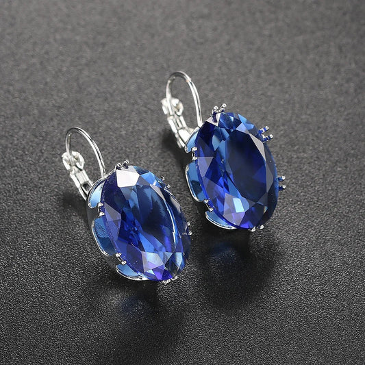 Classic Blue Gemstone Earrings-Lydieannejewelry