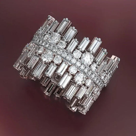 Baguette Round Diamond Statement Ring-Lydieannejewelry