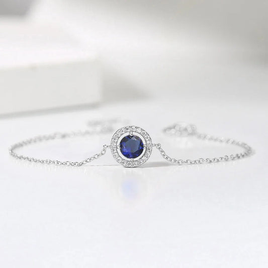 Vintage Silver Blue Crystal & Pave Border Bracelet-Lydieannejewelry