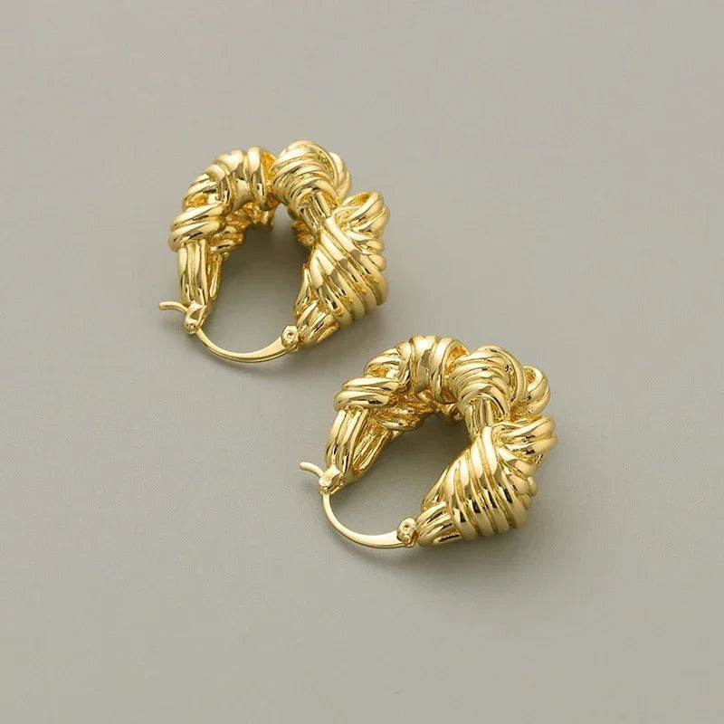 Gold Chunky Knot Earrings-Lydieannejewelry