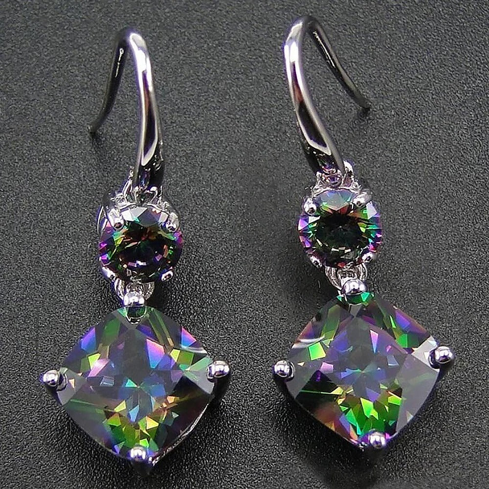 Vibrant Multi-Color Crystal Drop Earrings-Lydieannejewelry