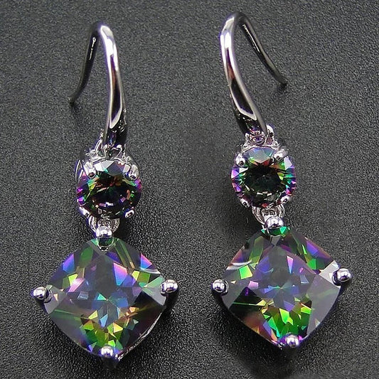Vibrant Multi-Color Crystal Drop Earrings-Lydieannejewelry