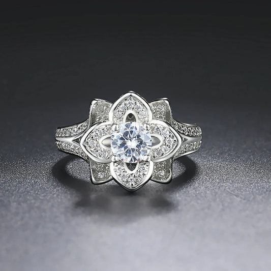 Timeless Floral Silver Band Vintage Ring-Lydieannejewelry