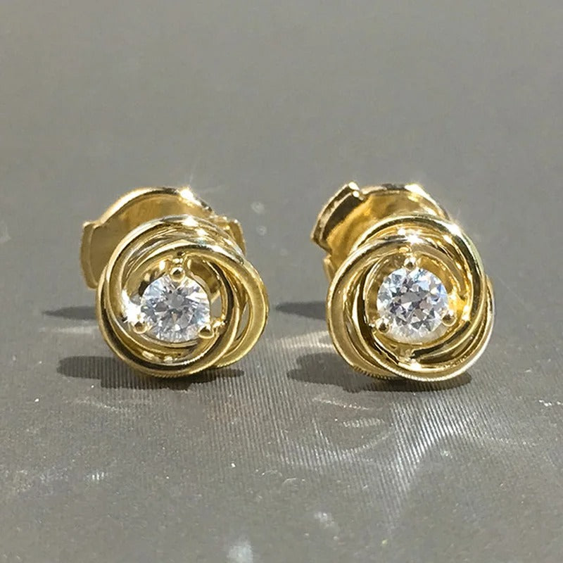 Gold Spiral Sparkle Earrings-Lydieannejewelry