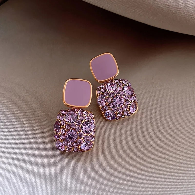 Sparkling Purple Retro Earrings-Lydieannejewelry