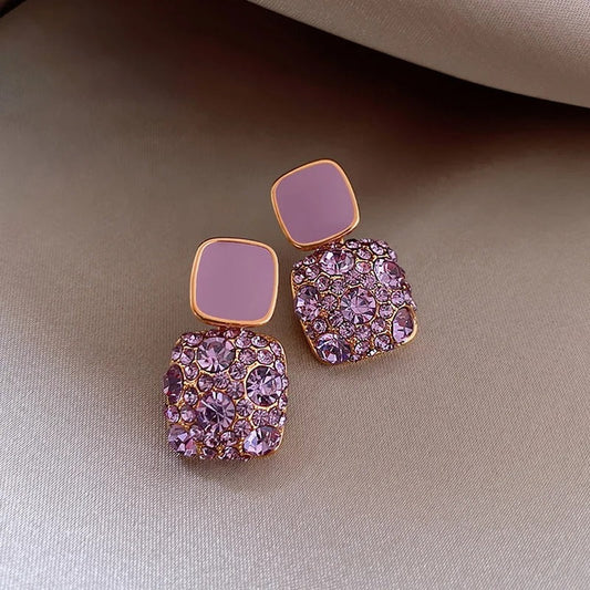 Sparkling Purple Retro Earrings-Lydieannejewelry