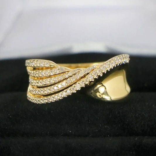 Vintage Gold Sparkling Wave Ring-Lydieannejewelry