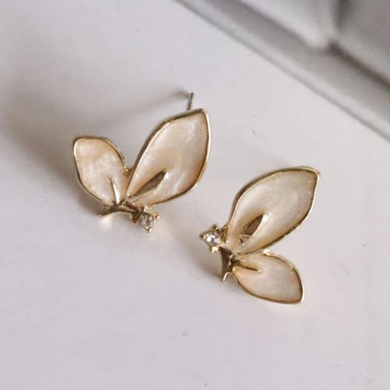 Vintage Gold Butterfly Stud Earrings-Lydieannejewelry