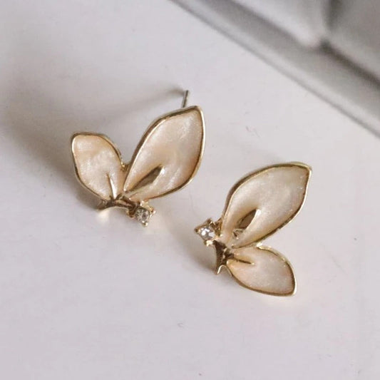 Vintage Gold Butterfly Stud Earrings-Lydieannejewelry