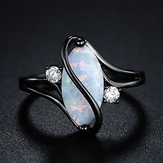 Vintage Black & Opal Twist Ring-Lydieannejewelry