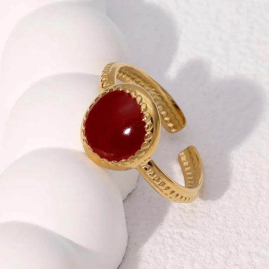 Vintage Gold & Red Gem Adjustable Ring-Lydieannejewelry