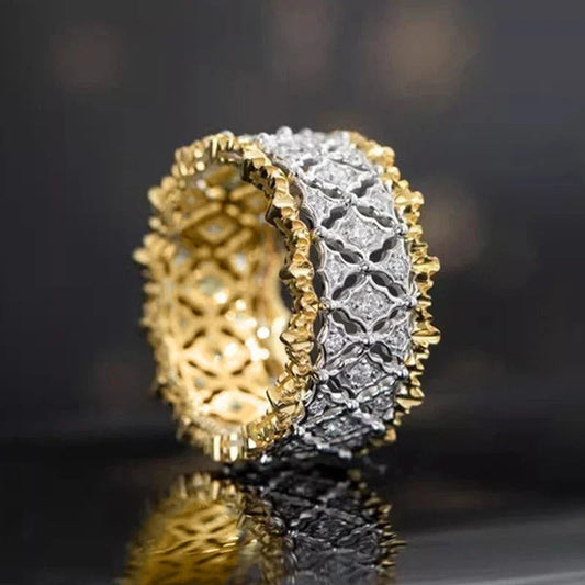 Vintage Gold & Silver Lace Band Ring-Lydieannejewelry