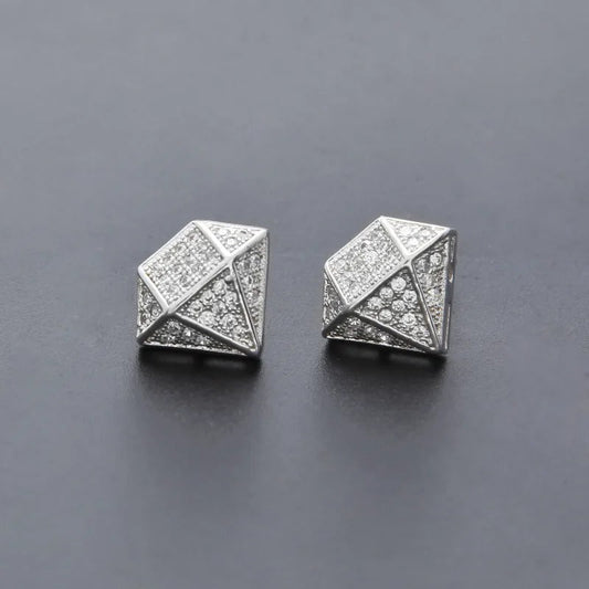 Silver Geometric Sparkle Earrings-Lydieannejewelry