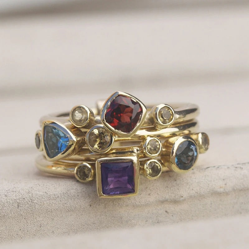 Multi-Gemstone Vintage Gold Ring-Lydieannejewelry