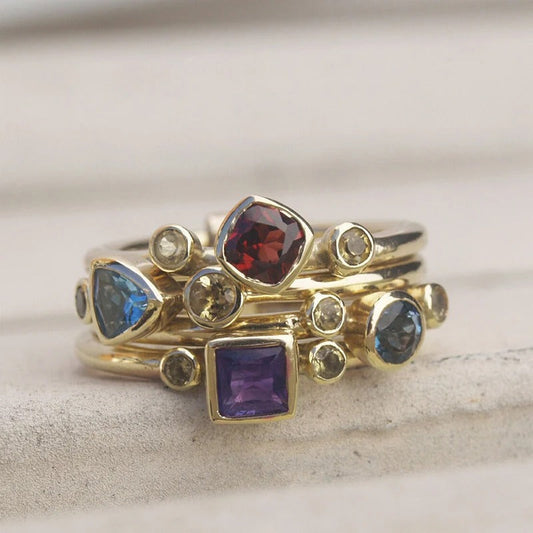 Multi-Gemstone Vintage Gold Ring-Lydieannejewelry