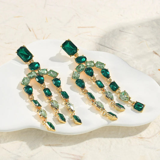 Vintage Green & Teal Gemstone Earrings-Lydieannejewelry