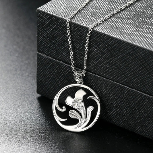 Antique Silver Swirling Floral & Gemstone Necklace-Lydieannejewelry