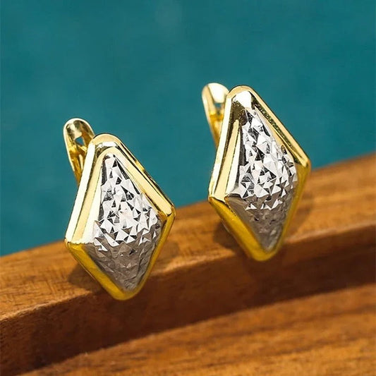 Vintage Gold Diamond Shape Earrings-Lydieannejewelry