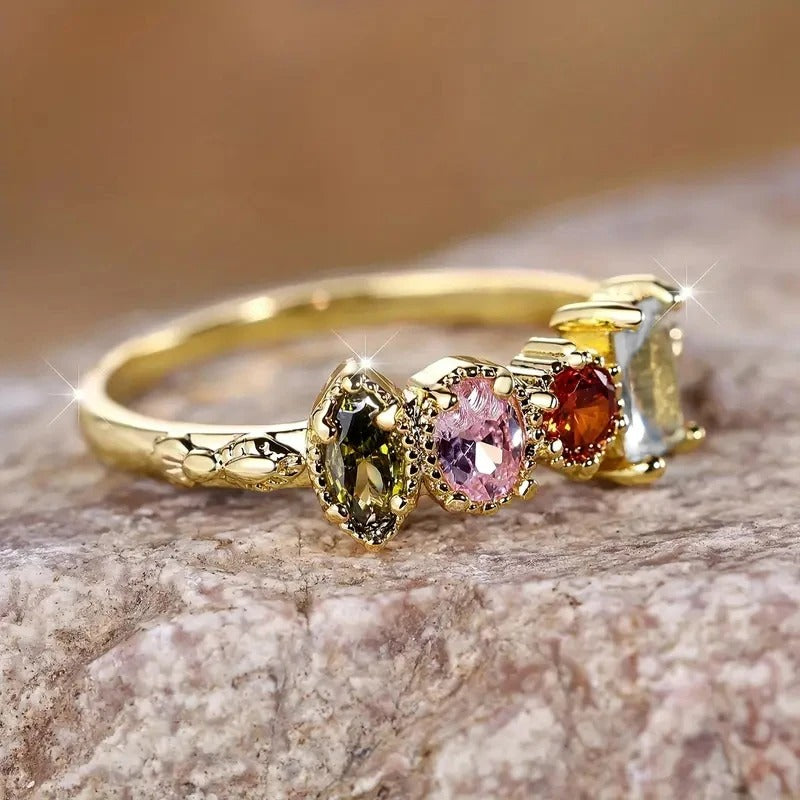 Vintage Gold Four Stone Zirconia Ring-Lydieannejewelry