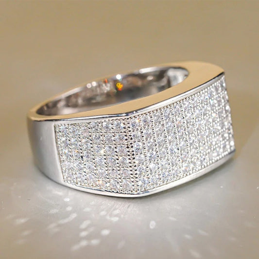 Sparkling Silver Diamond Clear Ring-Lydieannejewelry