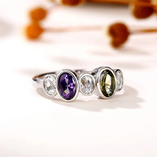 Vintage Silver Purple & Green Ring-Lydieannejewelry