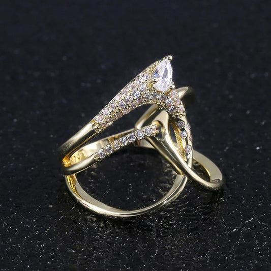Vintage Gold Cross-Over Twist Ring-Lydieannejewelry